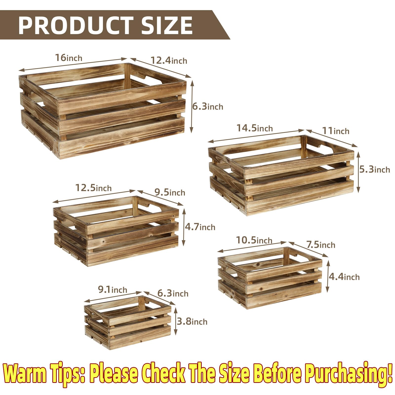 Large torched brown crates by JUMBO HUMBLE highlighting natural wood texture.