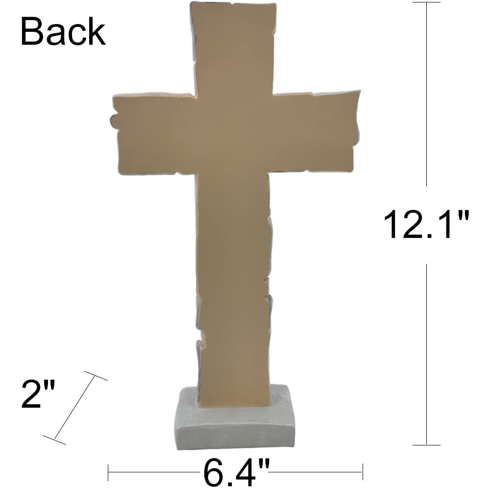 Jumiz cross sculpture on a nightstand adds calm, inspirational ambiance