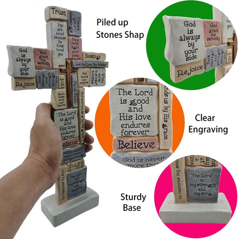 Jumiz cross sculpture stone-pillars design enhances office decor with spiritual appeal