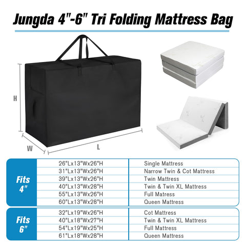 Jungda tri-fold mattress case with waterproof protection for indoor or outdoor use