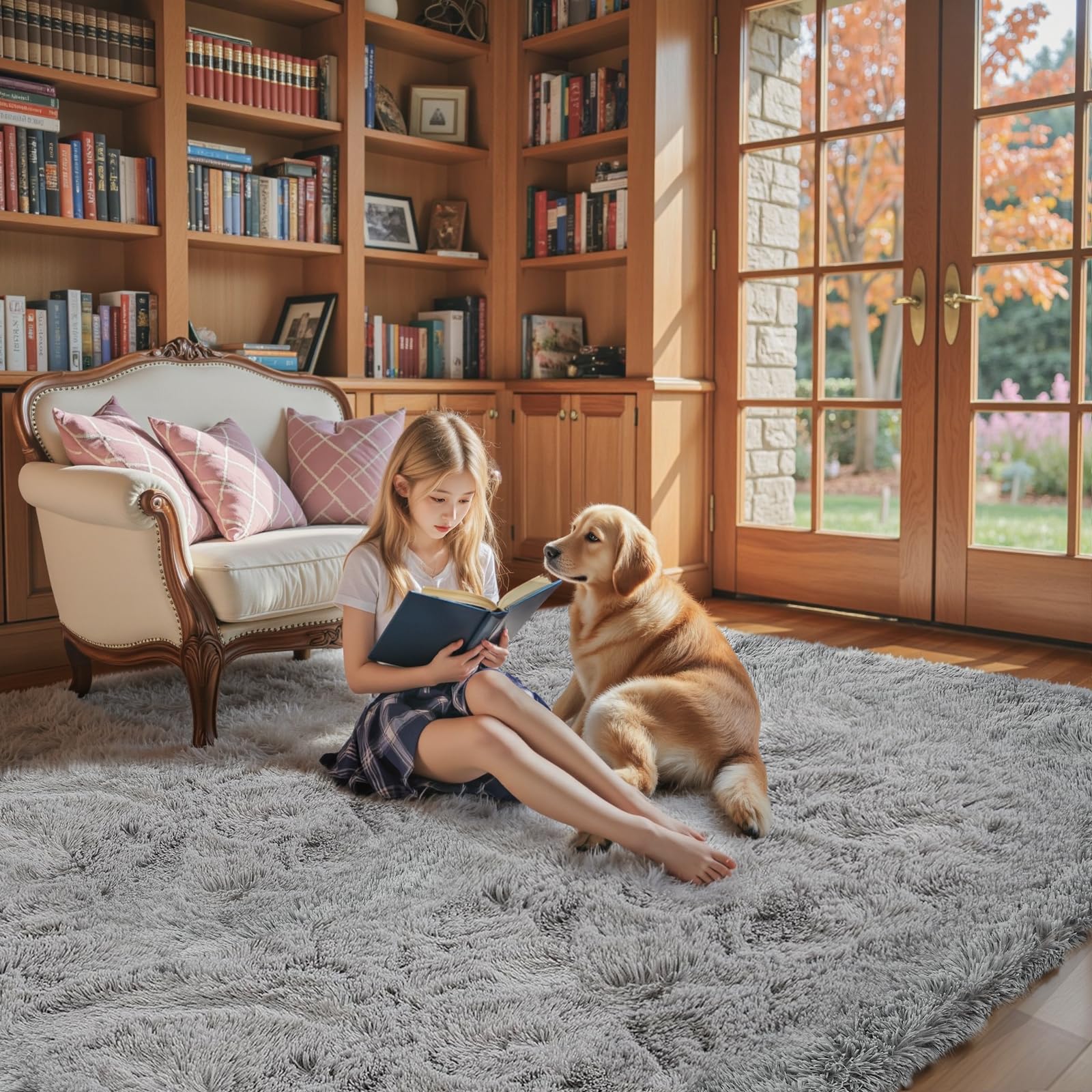 Junhejiamei bedroom plush rug creates a welcoming, underfoot retreat.