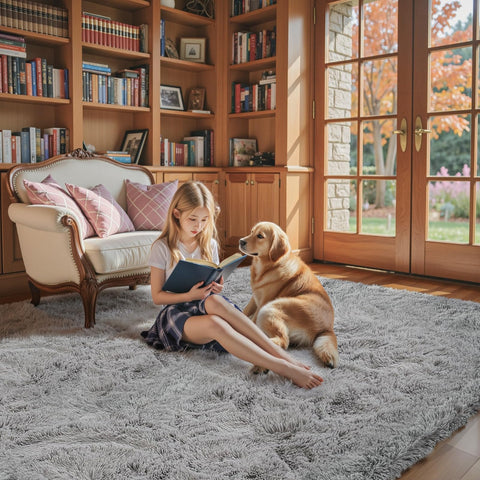 Junhejiamei bedroom plush rug creates a welcoming, underfoot retreat.