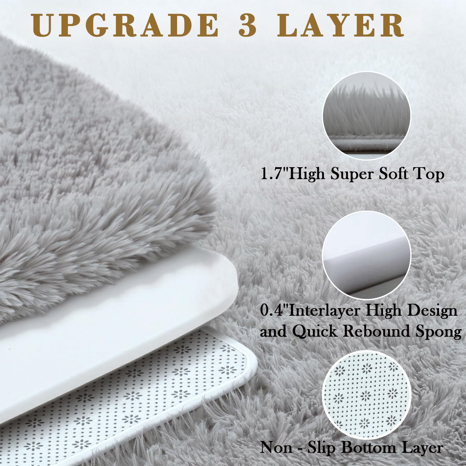 Junhejiamei non-slip backing keeps the rug in place in high-traffic rooms.