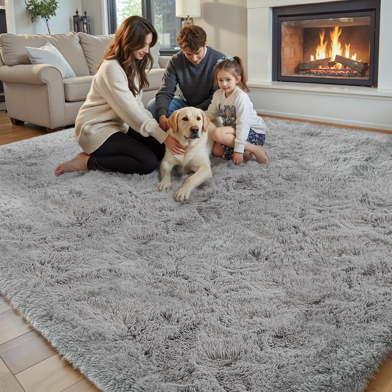 Junhejiamei pets-friendly rug stands up to playtime and lounging.