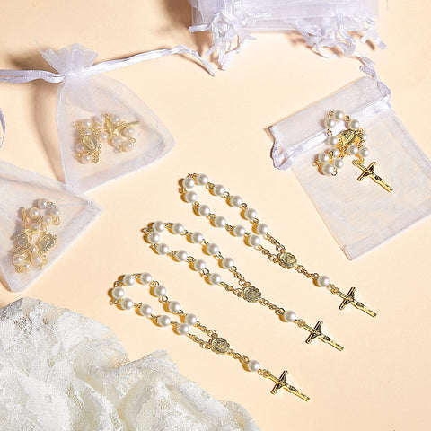 Junkin baptism rosary display card ready for invitations or favors