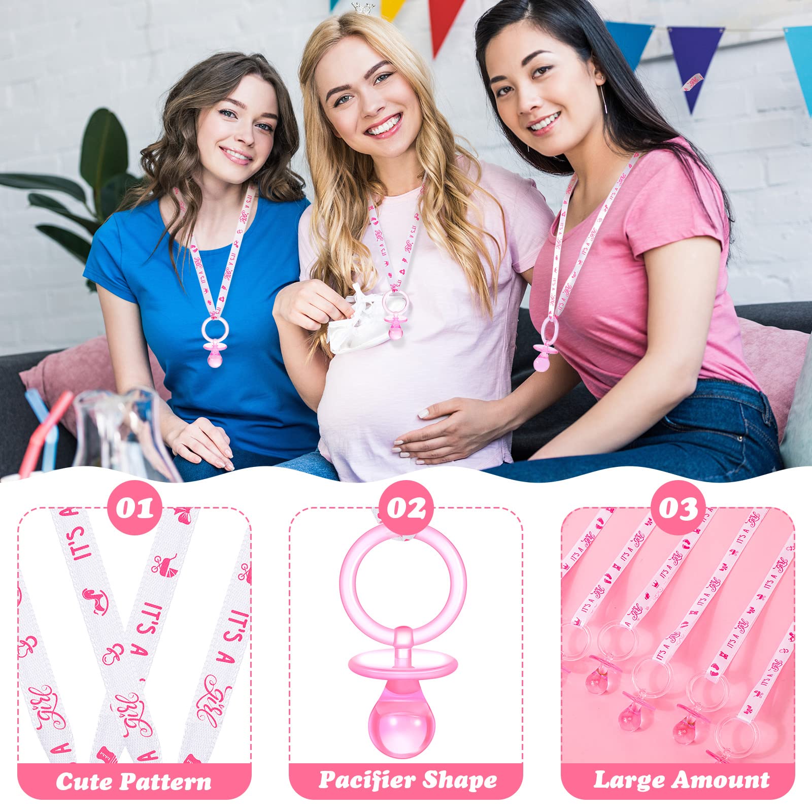 Junkin pacifier necklace white pendant close-up adds charm to outfits.
