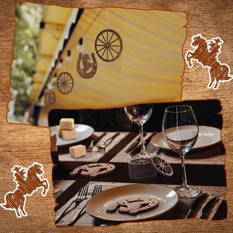 Junkin wagon wheels bring vintage Western charm to table decor