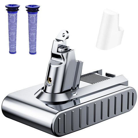 JUNWOOD 10000mAh Dyson V6 battery offers longer run-time for cordless cleaning.