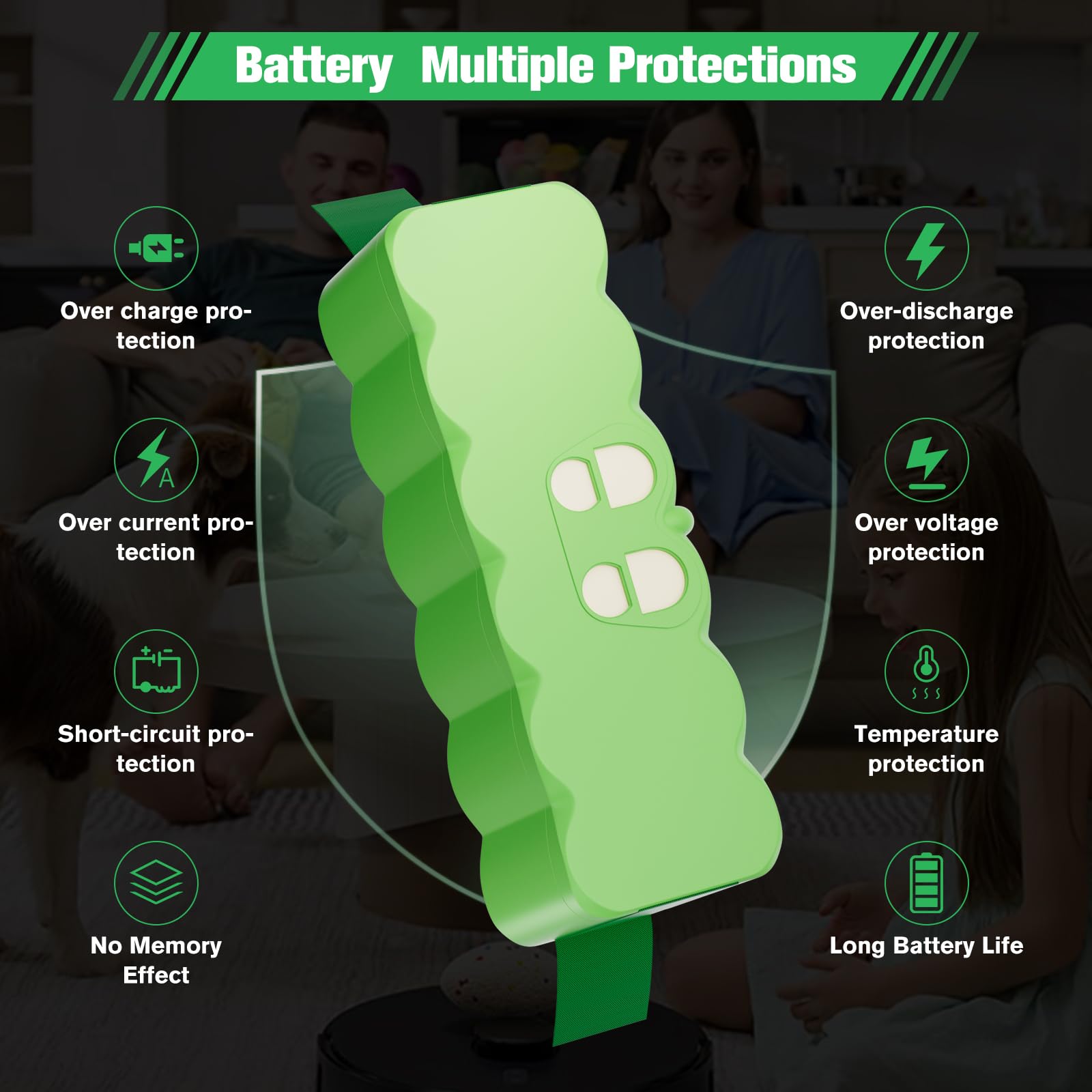 JUNWOOD fast-charge Roomba battery reduces downtime between cleans.