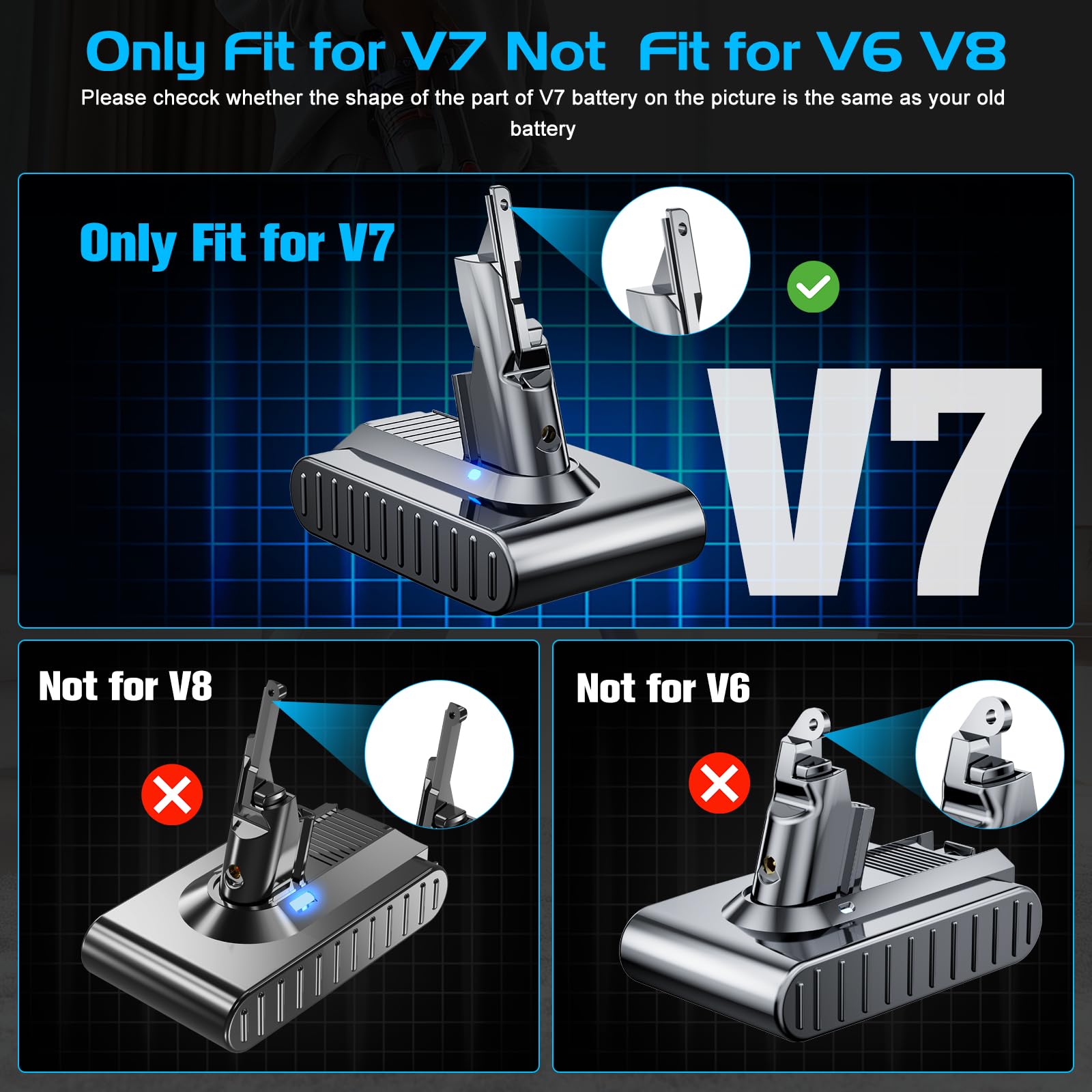 JUNWOOD V7 battery with smart protection chip for safer operation