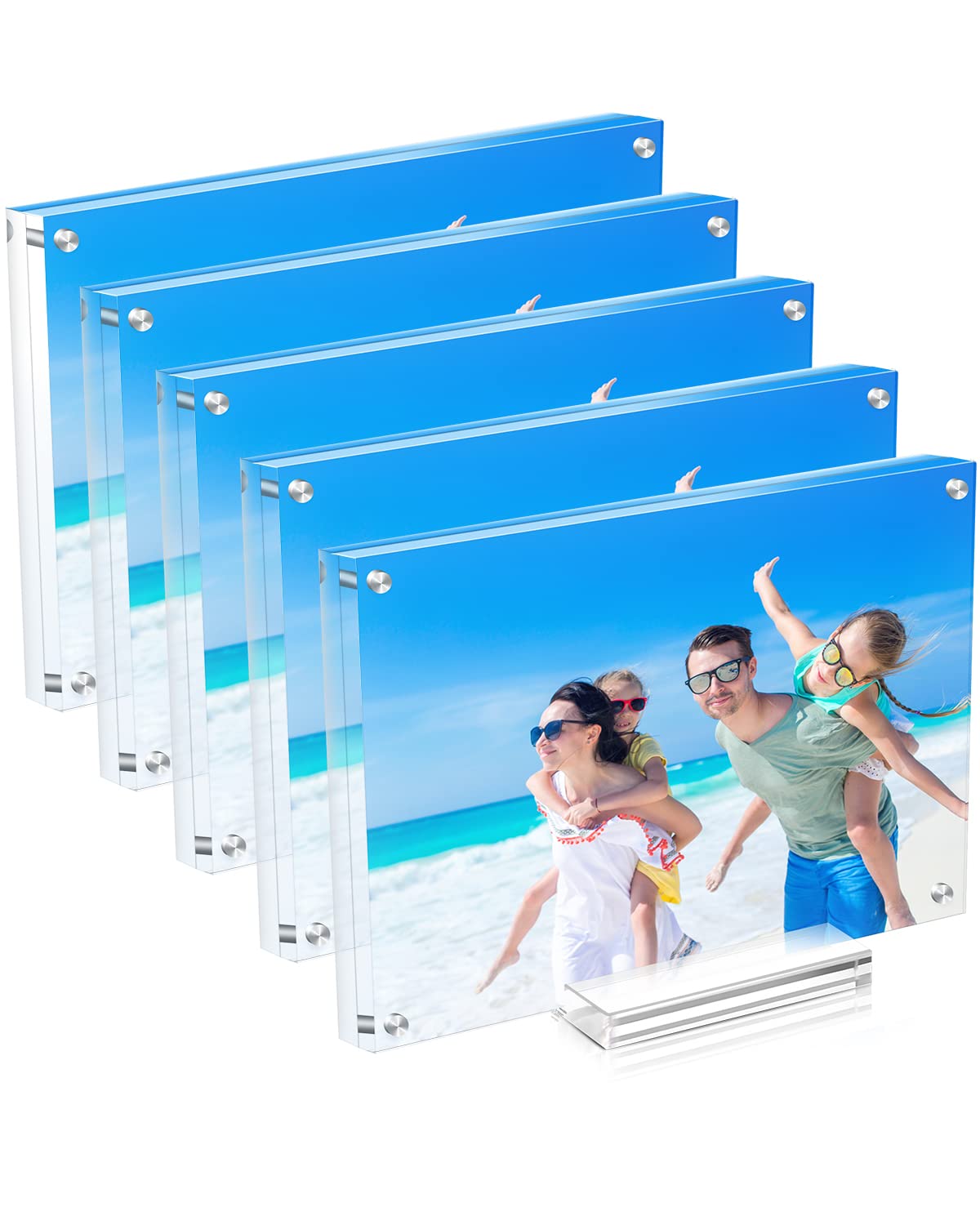 JUOIFIP 5-pack acrylic frame front view for clear 5x7 photos.