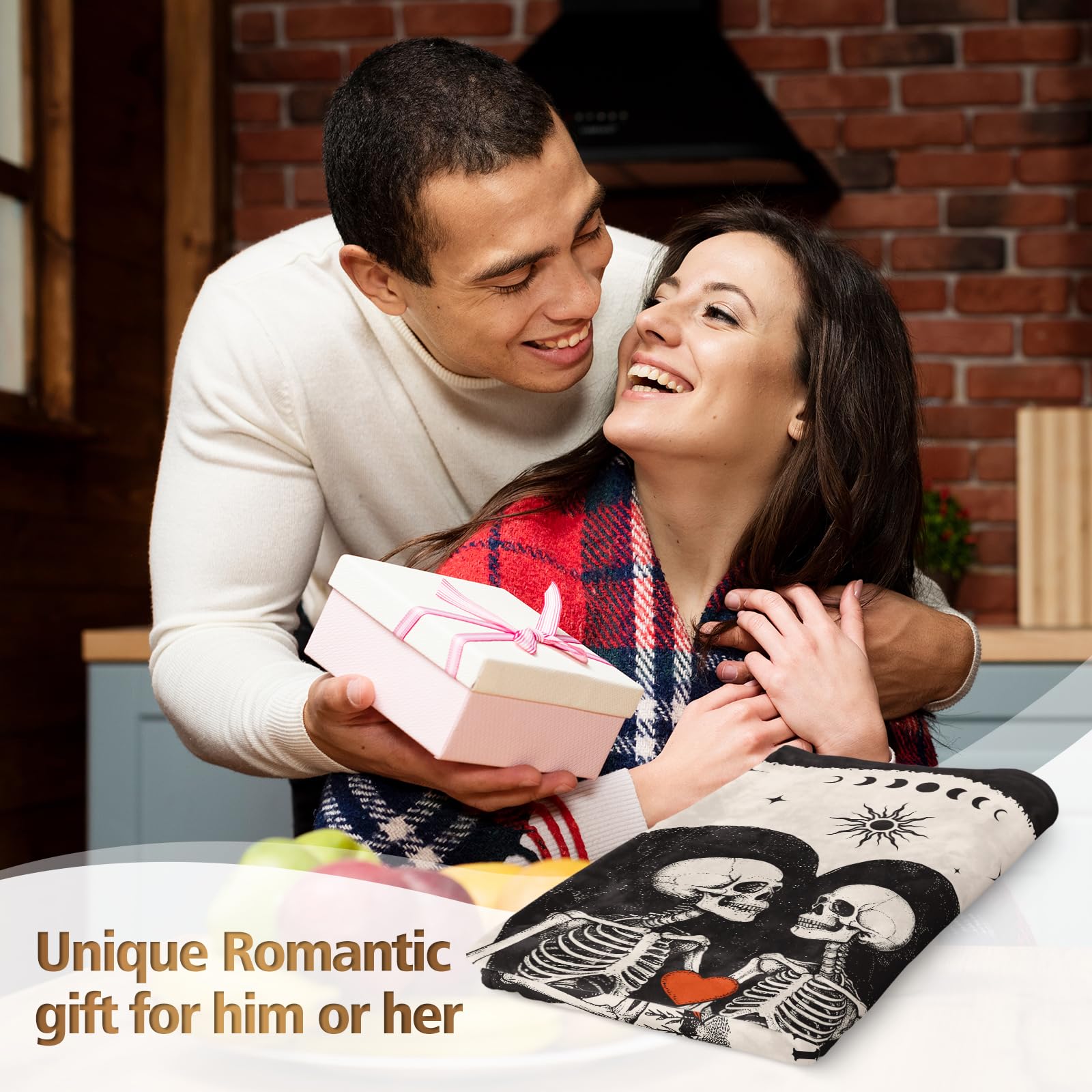 Juratar skeleton couples design decorative throw.