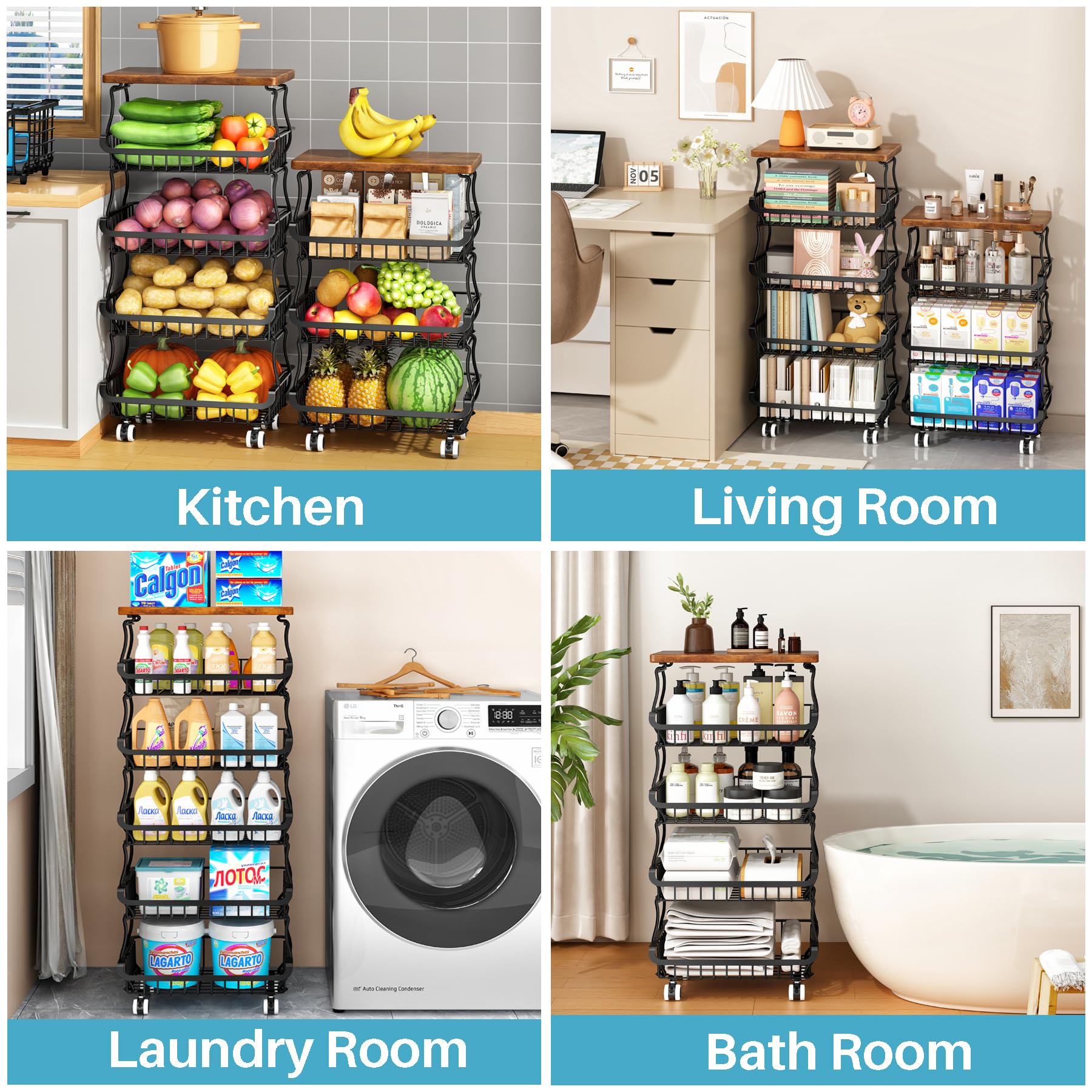 Versatile Jusdyrack cart as a pantry, kitchen, or utility storage solution