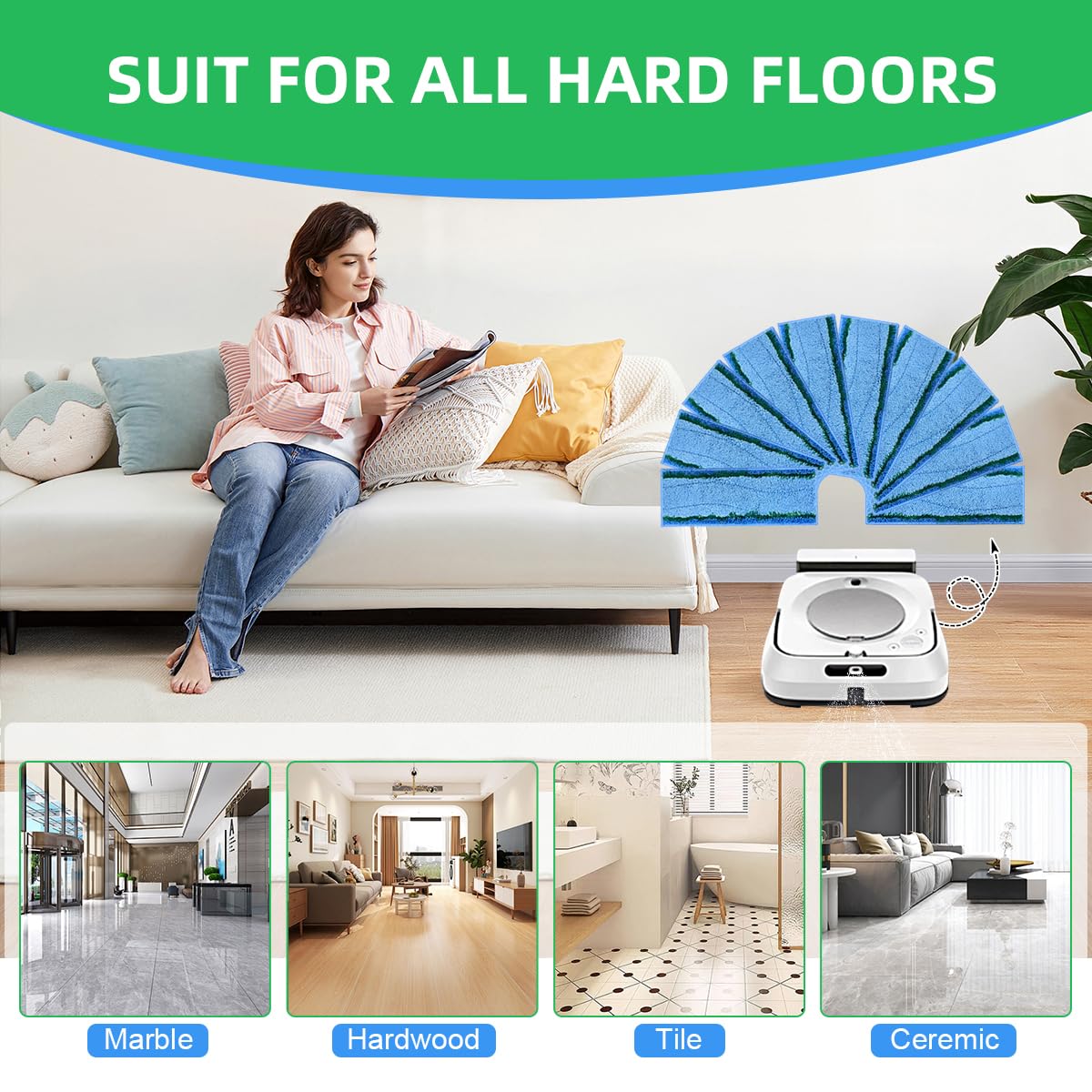 Jusiwow pads on wood floor illustrate a clean, renewed surface.