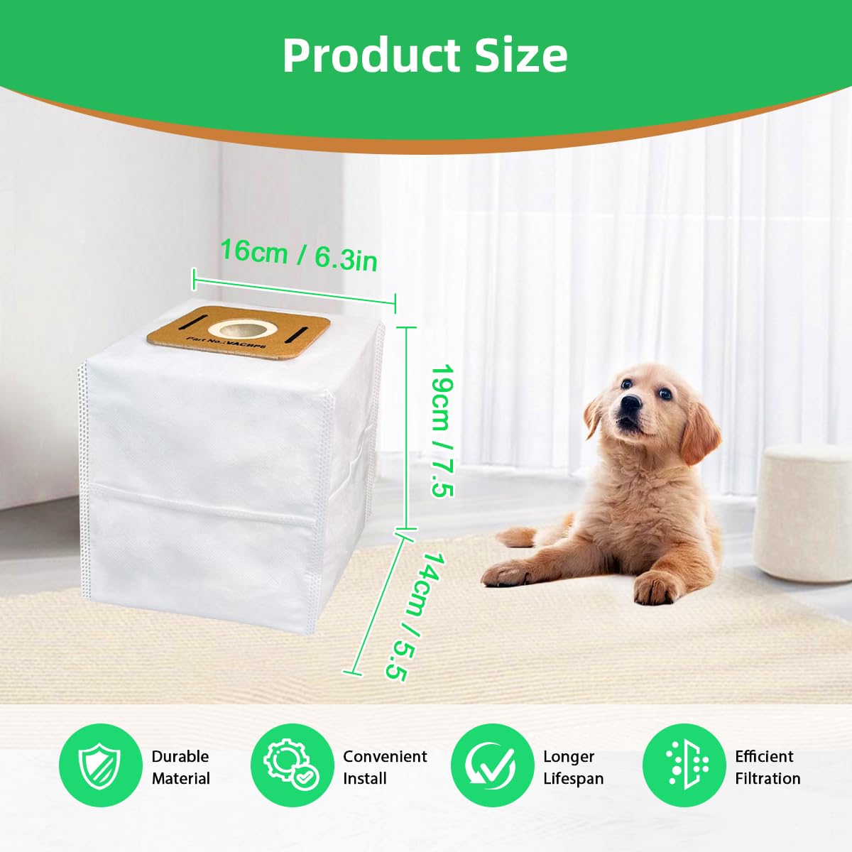Jusiwow VACBP6 compatibility labels simplify replacing the bags on Atrix Ergo.