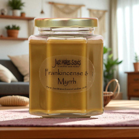 Just Makes Scents Frankincense and Myrrh packaging displayed as gift ready option