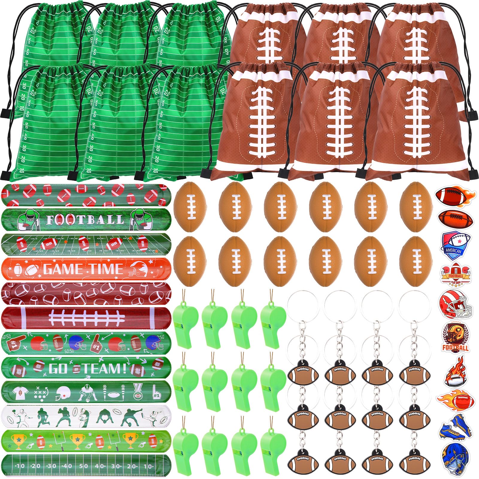 Justforjoyful football drawstring backpacks ready for party favors and take home.