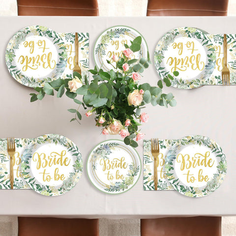 Justforjoyful sage green tableware set provides a complete disposable solution for 24 guests.