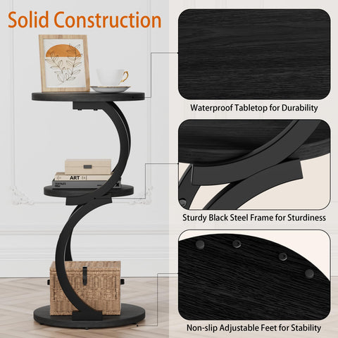 JUSTOGO compact side table fits sofa corners for drinks and snacks.
