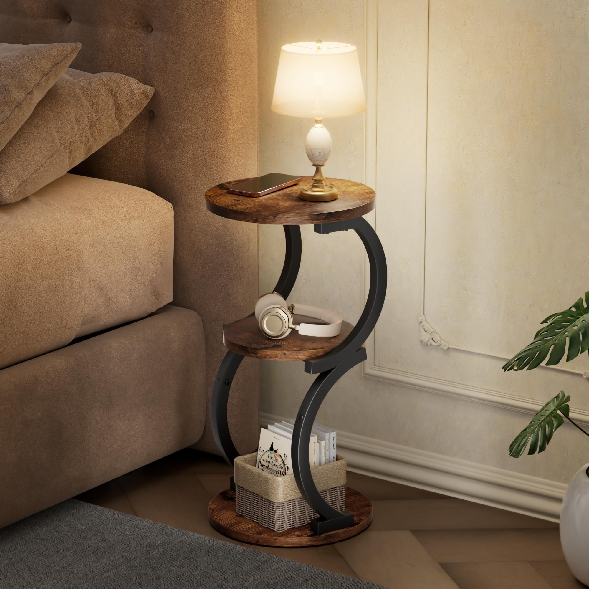 JUSTOGO easy assembly end table ships with labeled parts
