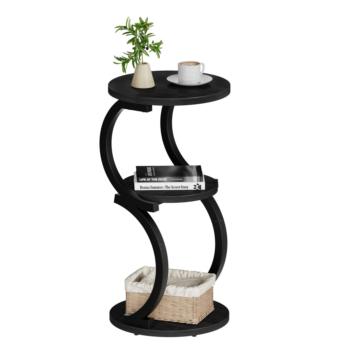 JUSTOGO small round side table top view ideal for compact living spaces.