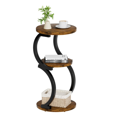 JUSTOGO small side table with a 3-tier S-shaped design for compact spaces