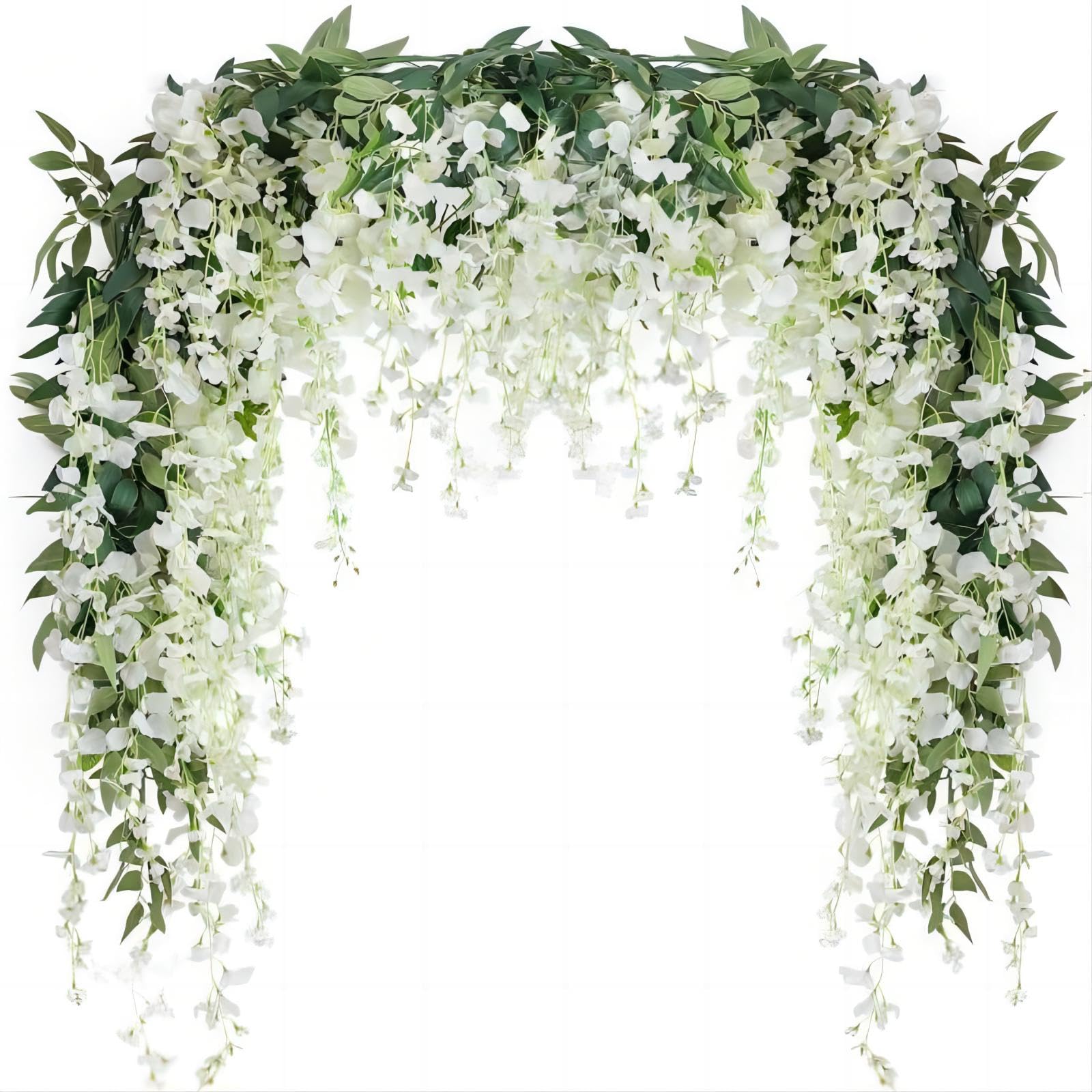 JUSTOYOU white wisteria garland with 12 heads decorates walls with romantic elegance.