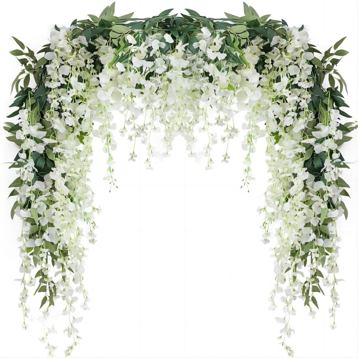 JUSTOYOU white wisteria garland with 12 heads decorates walls with romantic elegance.
