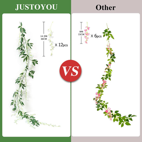 JUSTOYOU faux wisteria garland brightens entryways and venues with soft, natural tones.