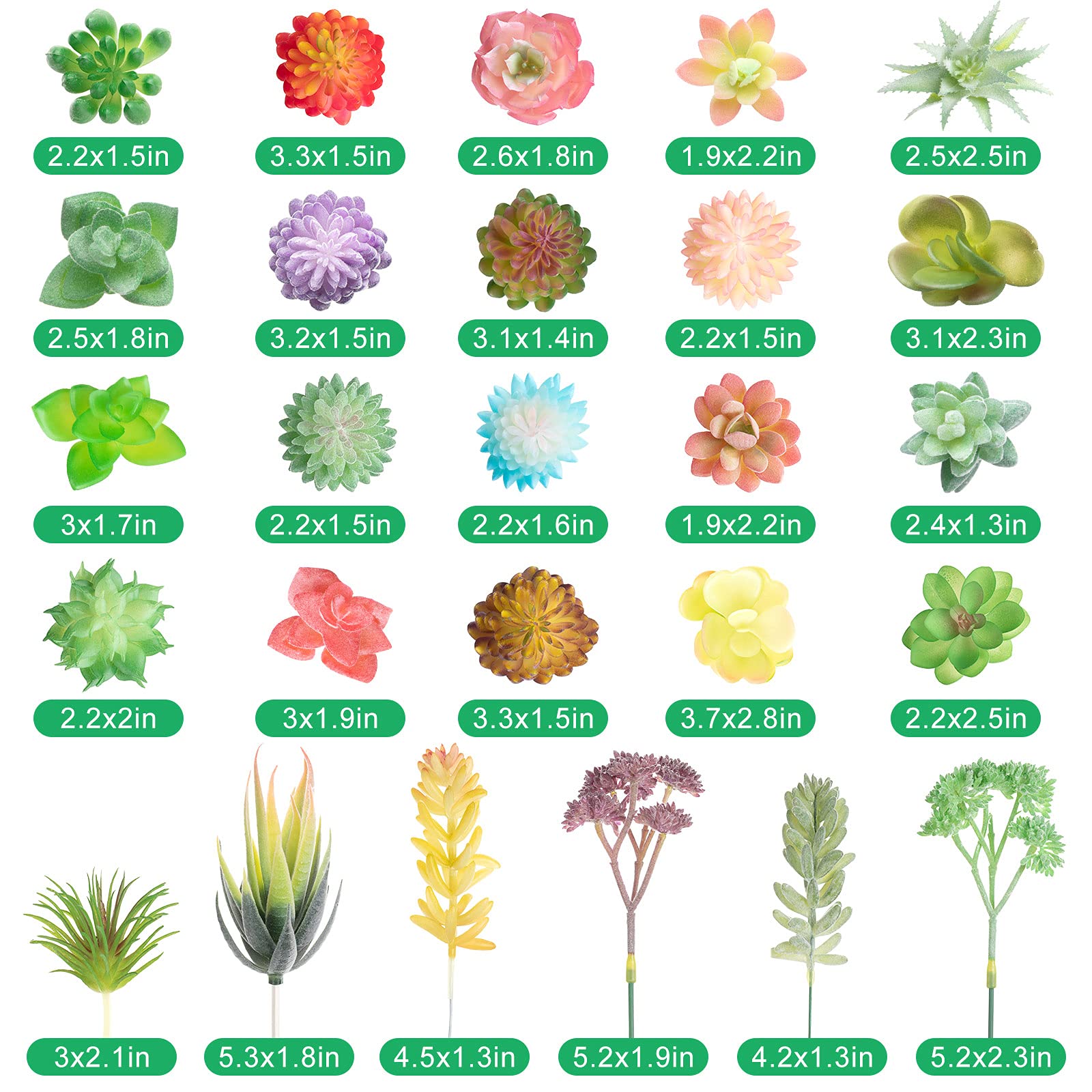 Realistic colorful artificial succulents collection by Jutom for table or shelf.