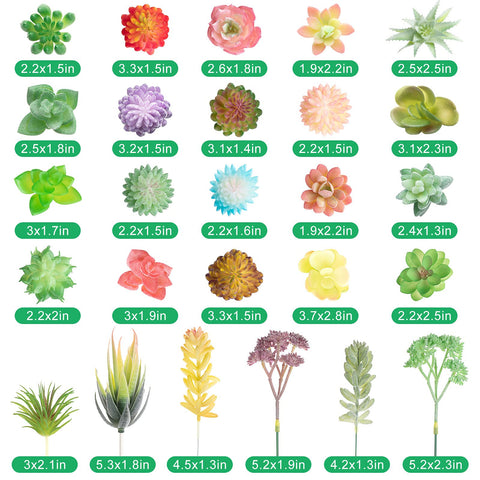 Realistic colorful artificial succulents collection by Jutom for table or shelf.