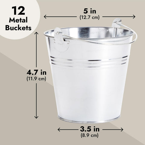 Juvale silver galvanized buckets perfect for floral arrangements and decorative displays.