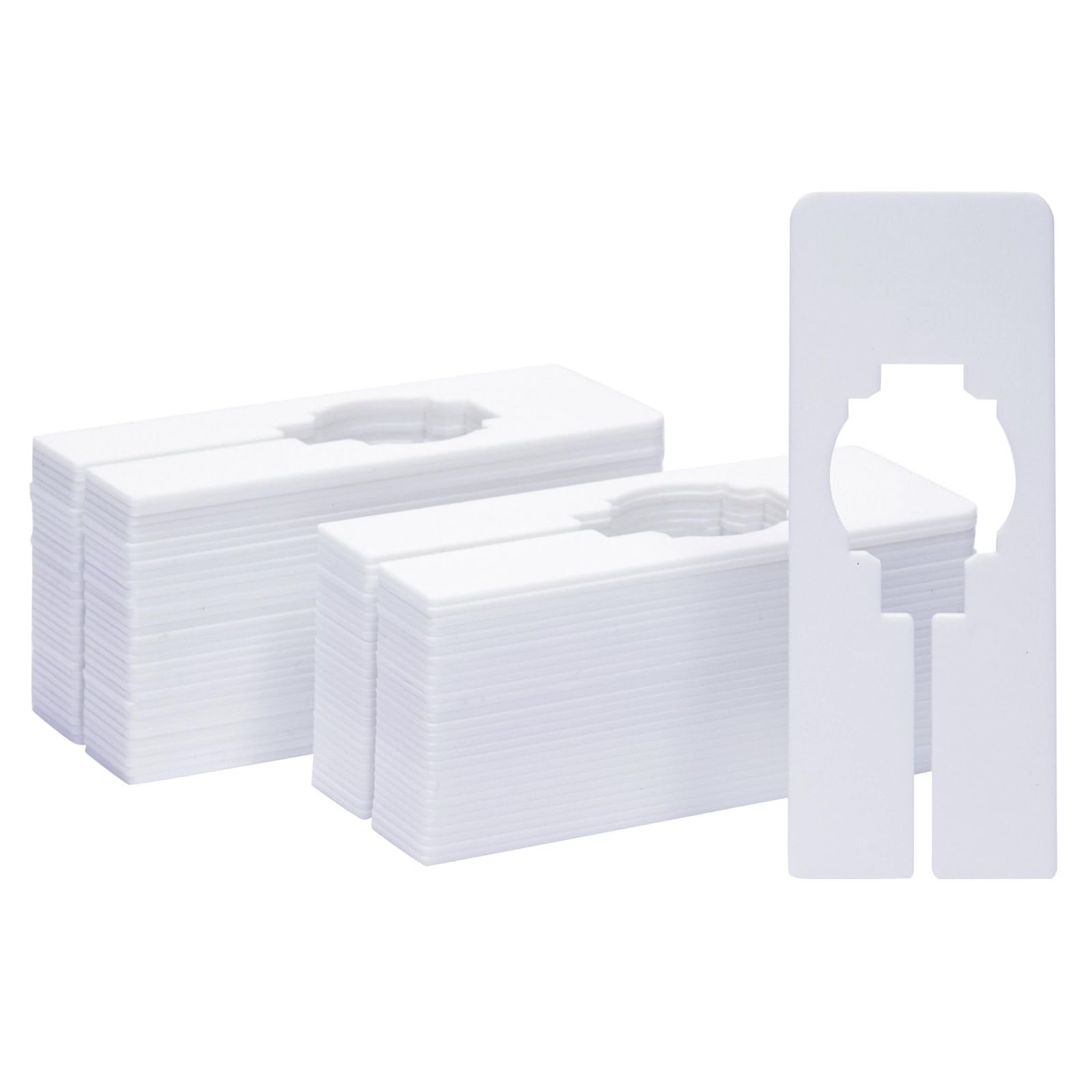 Juvale white plastic clothing rack divider shown on a wire rack for organized garments.