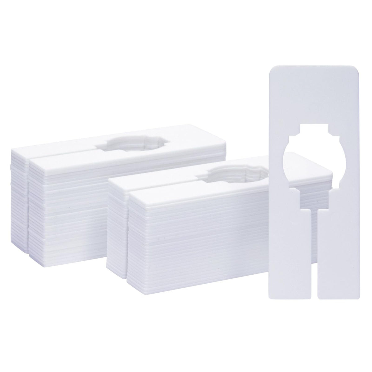 Juvale white plastic clothing rack divider shown on a wire rack for organized garments.