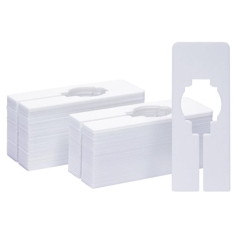 Juvale white plastic clothing rack divider shown on a wire rack for organized garments.