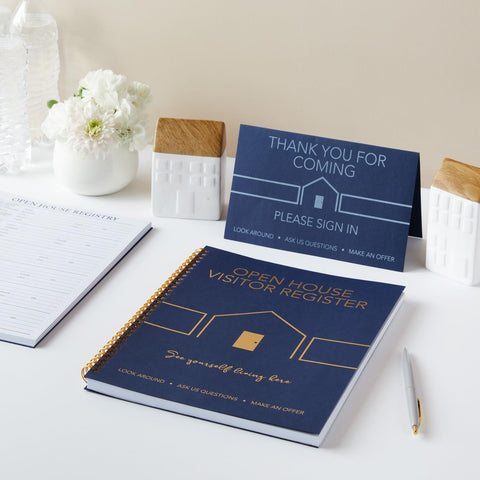 Juvale navy tent card thank you for coming enhances open house welcome.