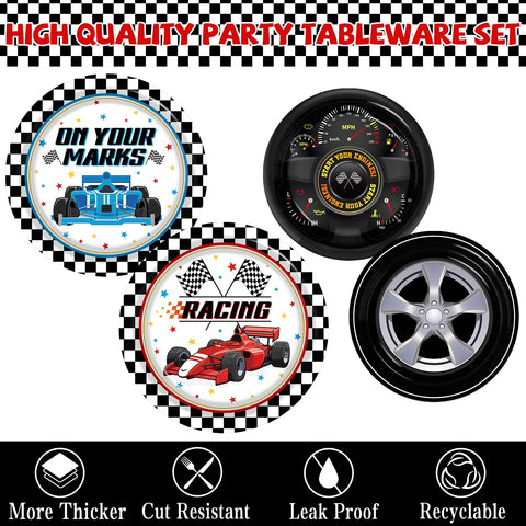 Juweked race car dessert plates 7-inch perfect for quick snacking