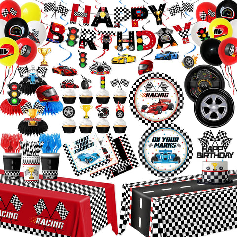 Juweked race car plates 9-inch sturdy and vibrant for a race day table