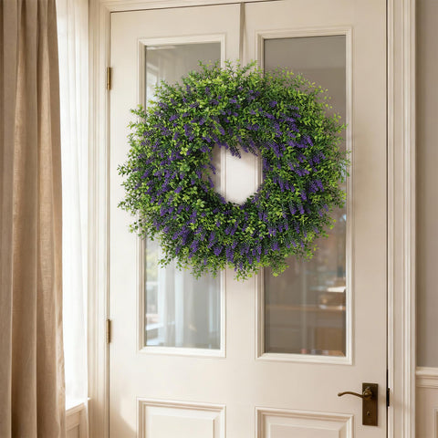 Juxdp 26-inch artificial wreath detail demonstrates durable plastic that resists fading