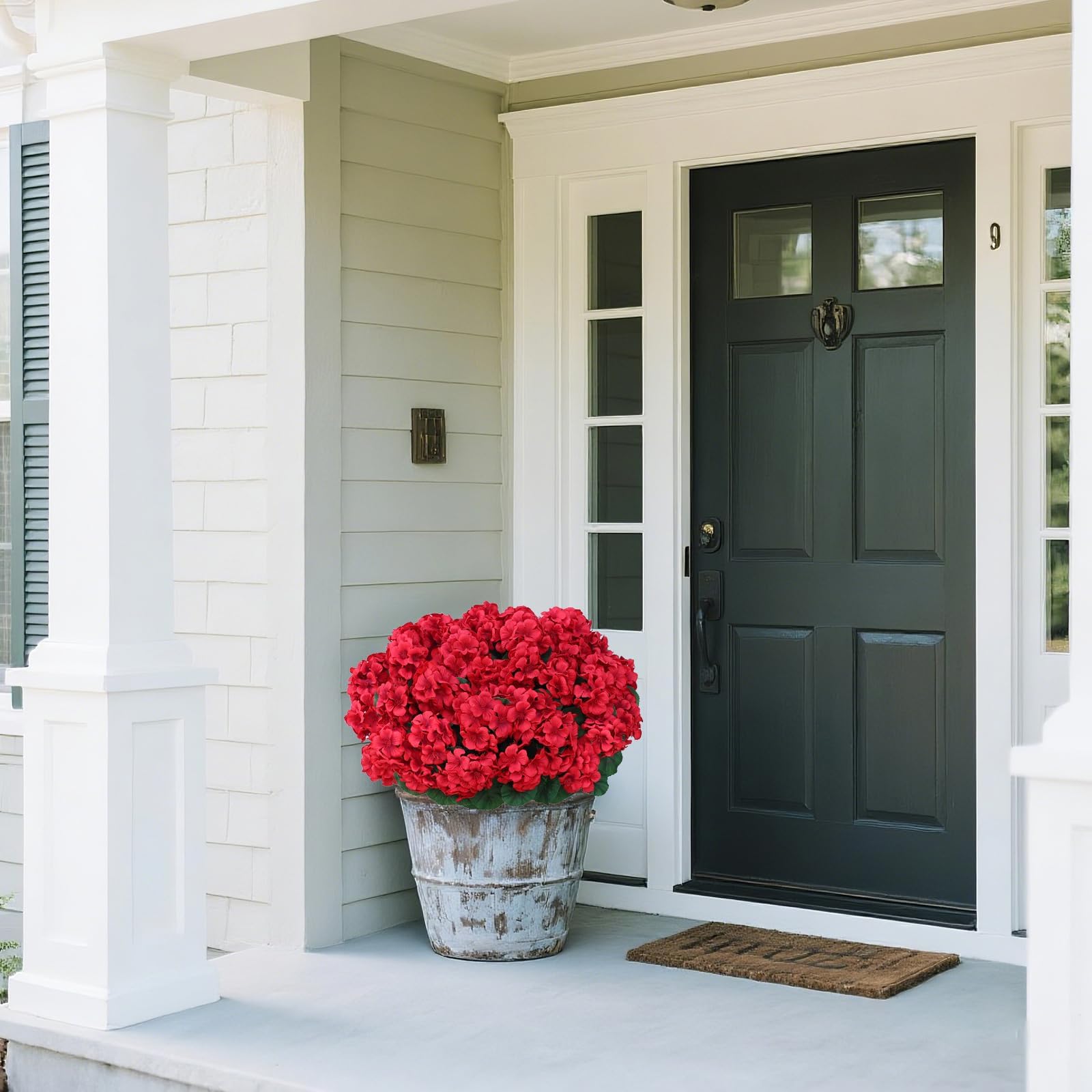 Juxdp hanging-basket ready geraniums bring fullness to outdoor spaces.