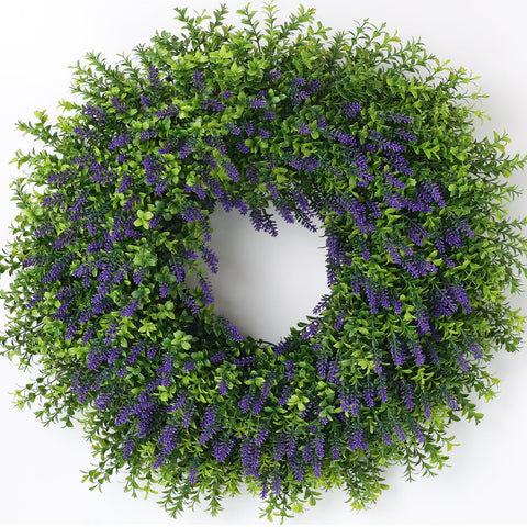 Juxdp artificial lavender and boxwood wreath front door brightens entry year round
