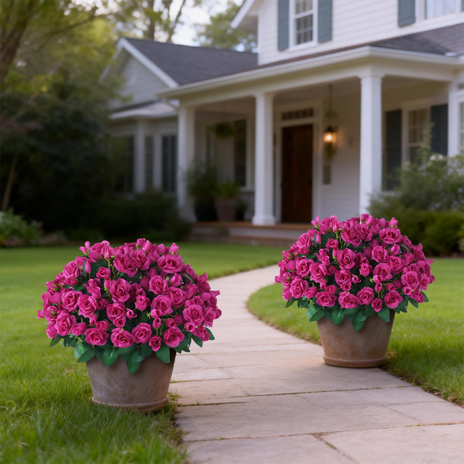 Juxdp front-door decor with elegant faux rose topiary
