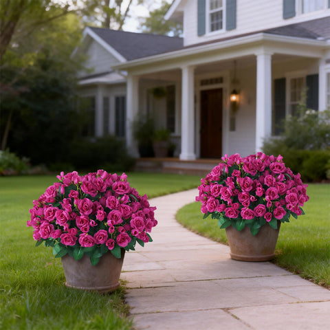 Juxdp front-door decor with elegant faux rose topiary