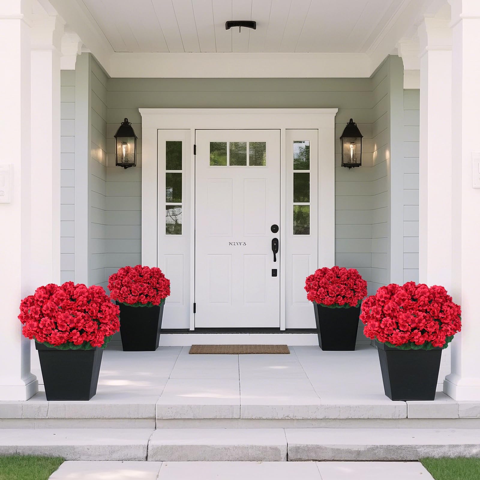 Juxdp 18-inch bundles in red enhance porches and terraces with lasting color.