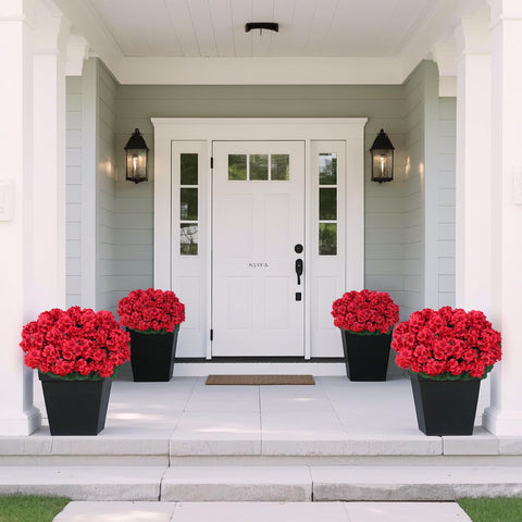 Juxdp 18-inch bundles in red enhance porches and terraces with lasting color.