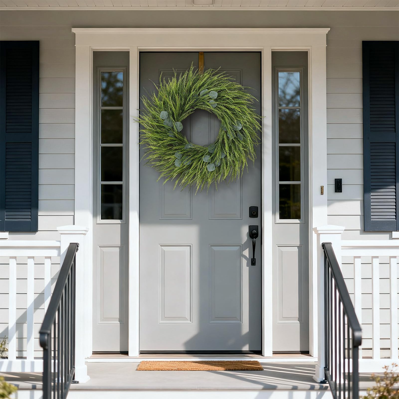 Juxdp artificial wreath with eucalyptus adds texture