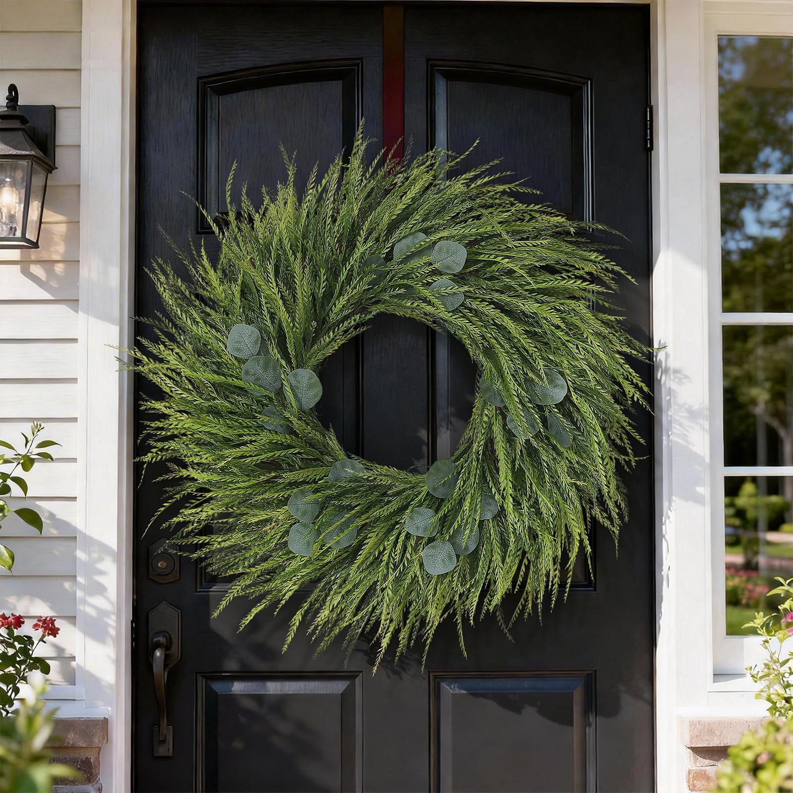 Juxdp artificial wreath close-up reveals material quality