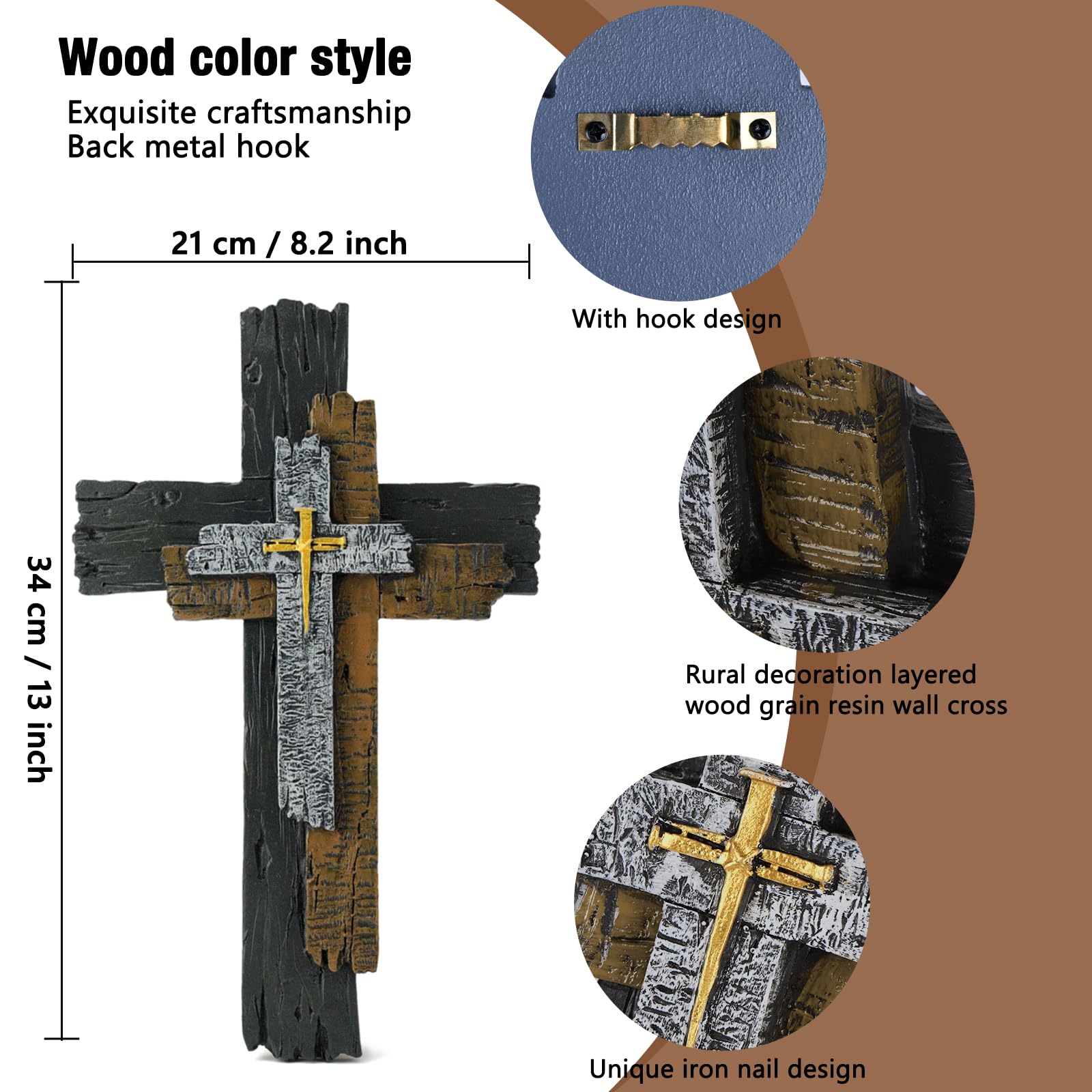 JUXINGDAZYF wall cross back hook visible for easy mounting