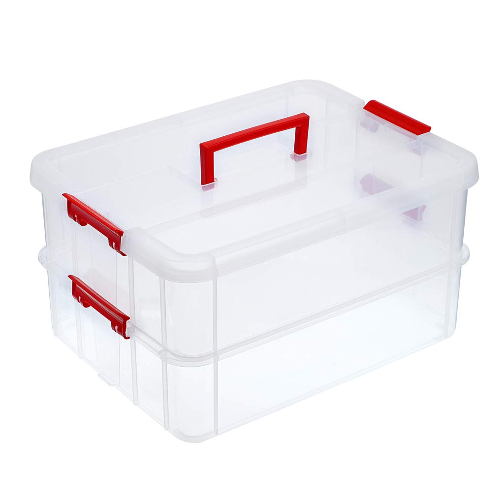 JUXYES 2-Tier Stack Carry Box enables space-saving organization with stacked storage.