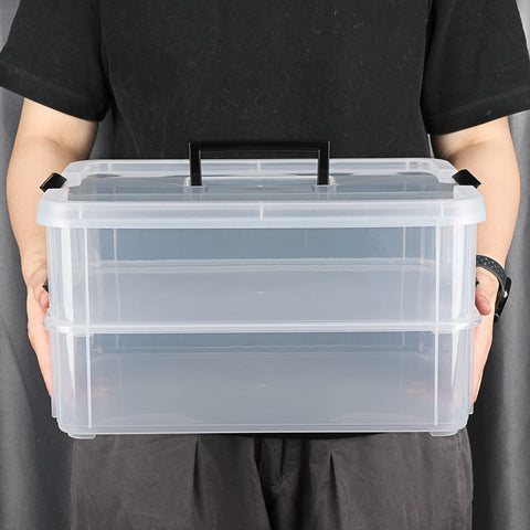JUXYES buckle latches detachable, securing two tiers during transport.